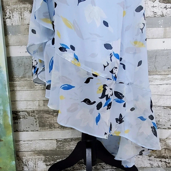 LANE BRYANT Womens Plus High Low Chiffon Faux Wrap Floral Skirt Blue Size 28 - Picture 8 of 11